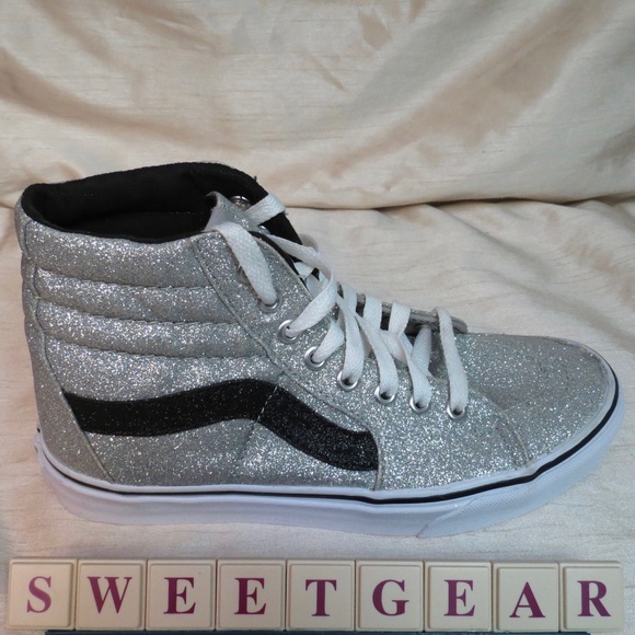 Vans Shoes - Vans Black and Silver Sparkle Hi Tops